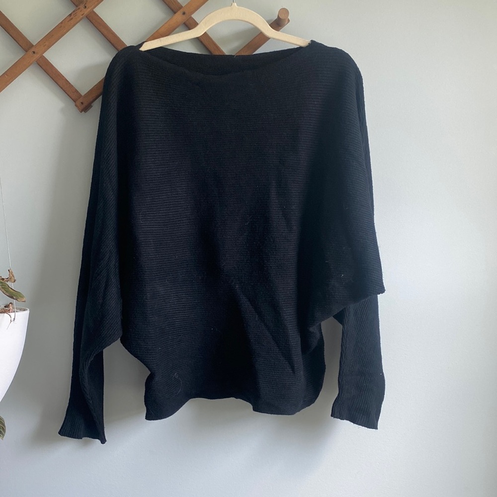 Black Batwing Pullover Sweater
